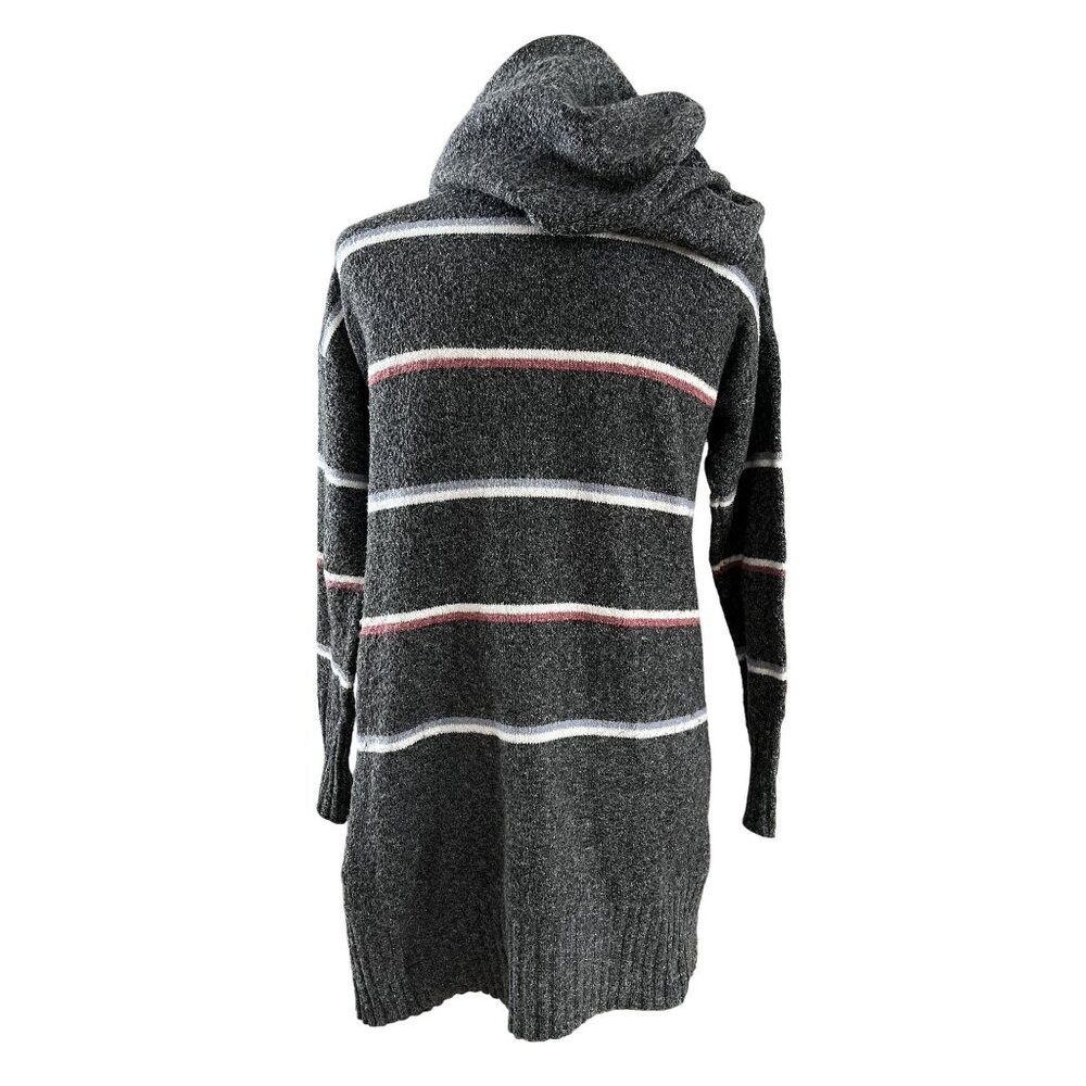 EUC Pink Rose Womens Hooded Cardigan Sweater With Stripes - Picture 2 of 6